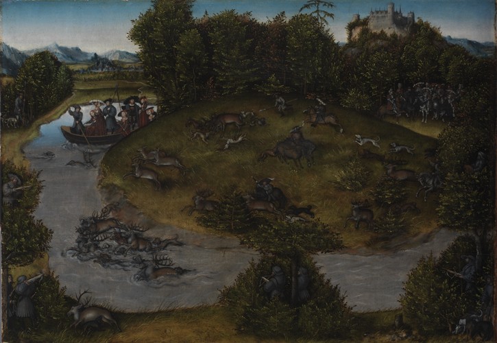 Stag Hunt with the Elector Frederick the Wise à Lucas Cranach l'Ancien
