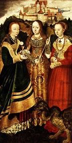 autel de Catherine tableau : Sainte Barbara, Ursula et Margaret. à Lucas Cranach l'Ancien