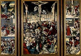 autel de la crucificion avec les scènes de la passion Jesus à Lucas Cranach l'Ancien