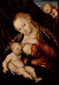 madonne, l'enfant de chrétien la poitrine allant. à Lucas Cranach l'Ancien