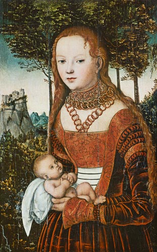 Mère avec l'enfant. à Lucas Cranach l'Ancien