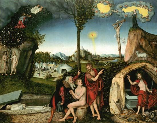 Cas de péché et libération de l'homme à Lucas Cranach l'Ancien