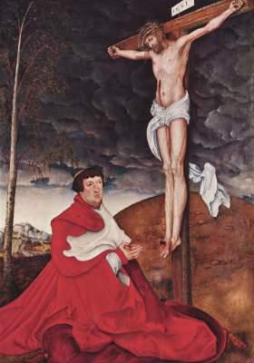 Cardinal Albrecht du Brandebourg agenouillé devant le crucifix