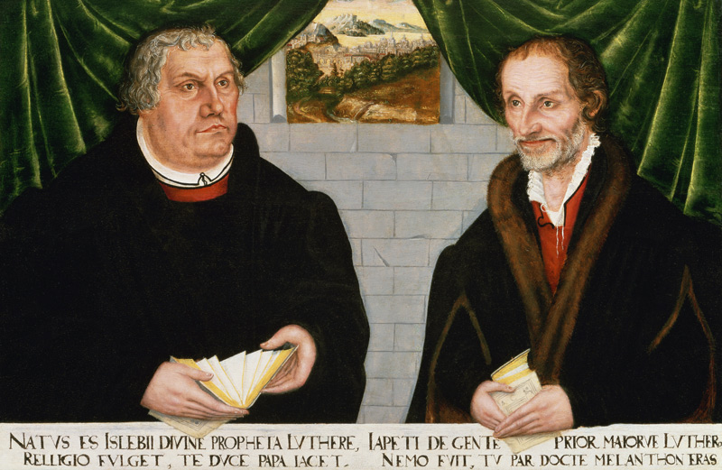 Double Portrait of Martin Luther (1483-1546) and Philip Melanchthon (1497-1560) à Lucas Cranach le Jeune