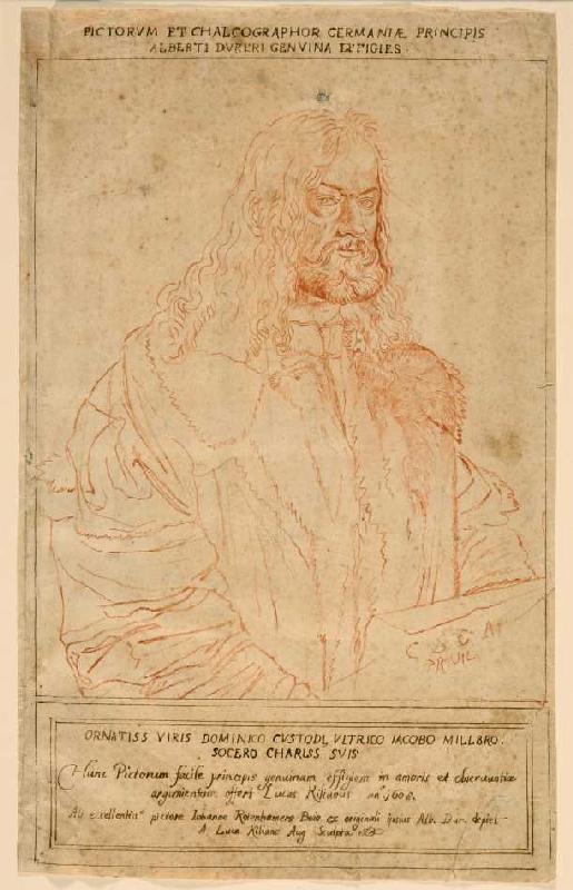 Bildnis Albrecht Dürers (nach Hans Rottenhammers Kopie des Selbstbildnisses auf dem Rosenkranz-Bild  à Lucas Kilian