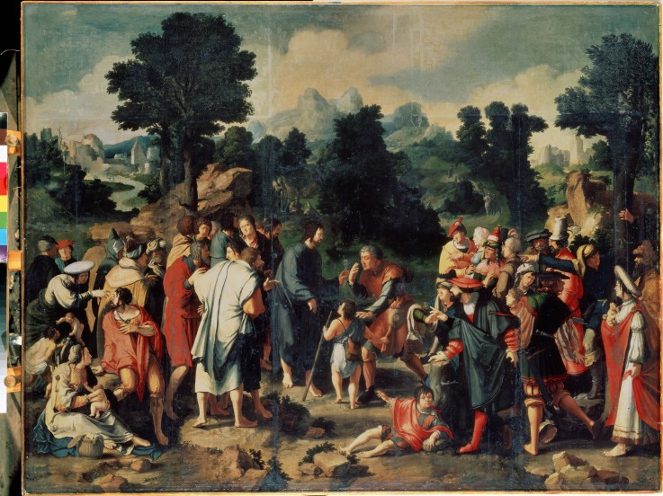 The Healing of Blind Man of Jericho (Central panel) à Lucas van Leyden