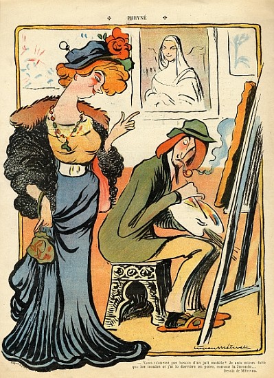 Phryne: caricature of an artist''s model, from the back cover of ''Le Rire'', 23rd February 1907 à Lucien Métivet