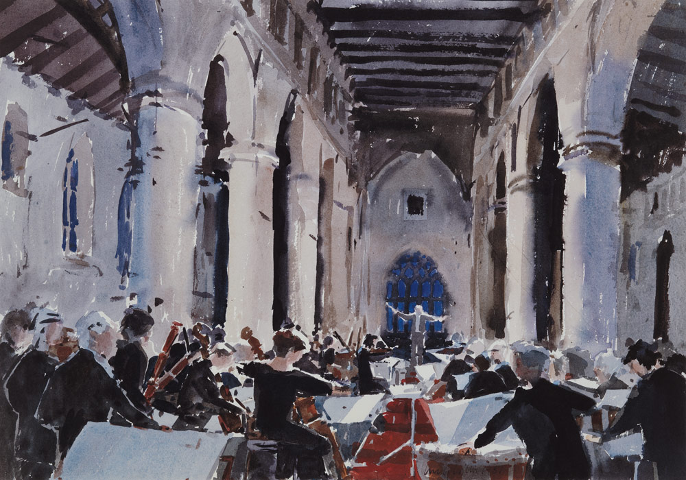 The Overture, St. Mary''s Bridgwater, 1989 (w/c on paper)  à Lucy Willis