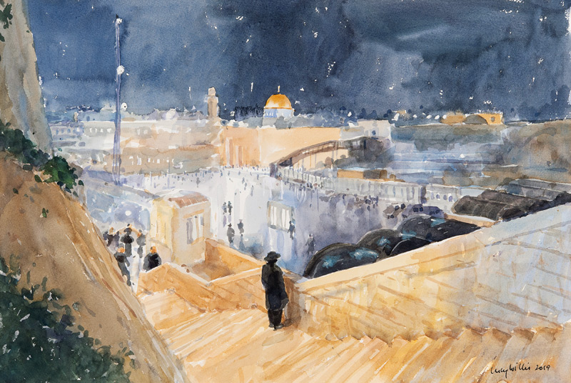 The Western Wall, Night, Jerusalem à Lucy Willis