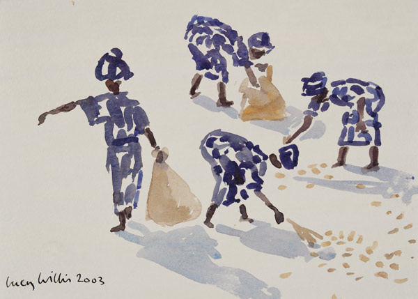 Clearing Leaves, Senegal, 2003 (w/c on paper)  à Lucy Willis