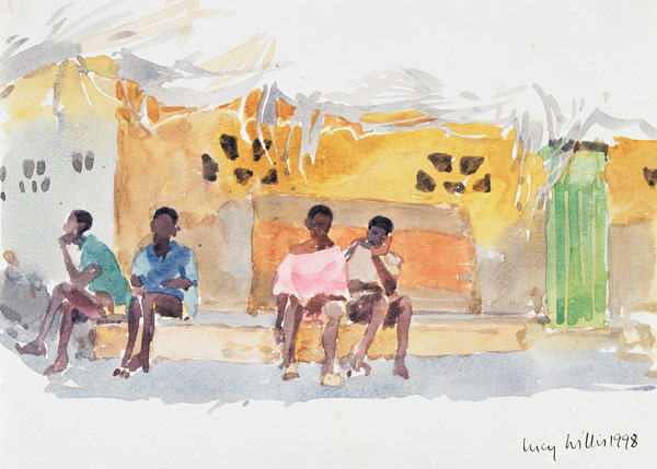Children Waiting, 1998 (w/c on paper)  à Lucy Willis