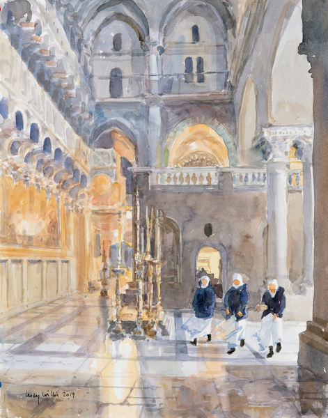 Novices at the Church of the Holy Sepulchre, Jerusalem à Lucy Willis