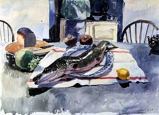 Pike on a Plate, 1986 (w/c on paper)  à Lucy Willis
