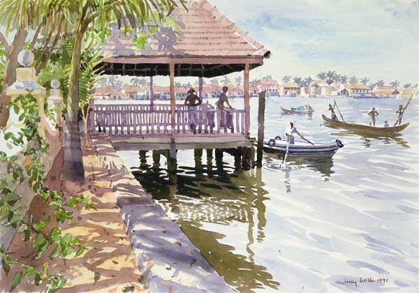 The Jetty, Cochin, 1991 (w/c on paper)  à Lucy Willis