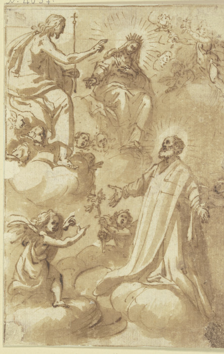 Der Heilige Antonius von Padua wird von Maria und Christus in den Himmel aufgenommen à Ludovico Cardi da Cigoli