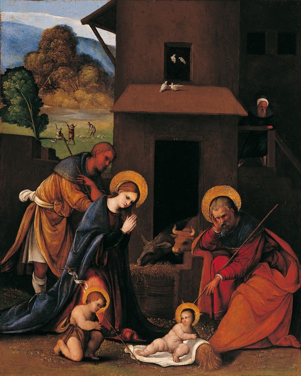 The Nativity with the Annunciation to the Shepherds à Ludovico Mazzolino