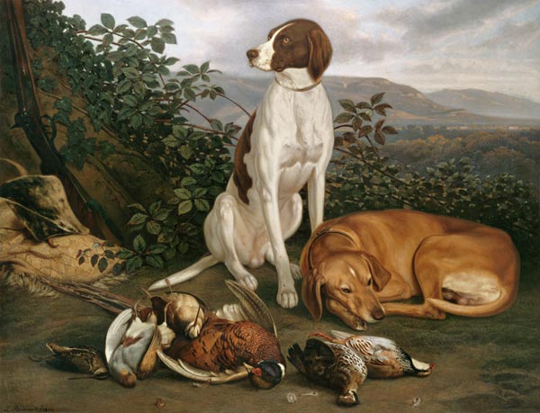 Chiens de chasse avec le gibier à Ludwig Burckhardt