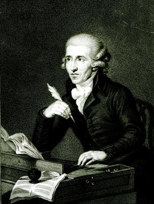 Joseph Haydn (1732-1809) c.1770 (oil on canvas) (b/w photo) à Ludwig Guttenbrunn
