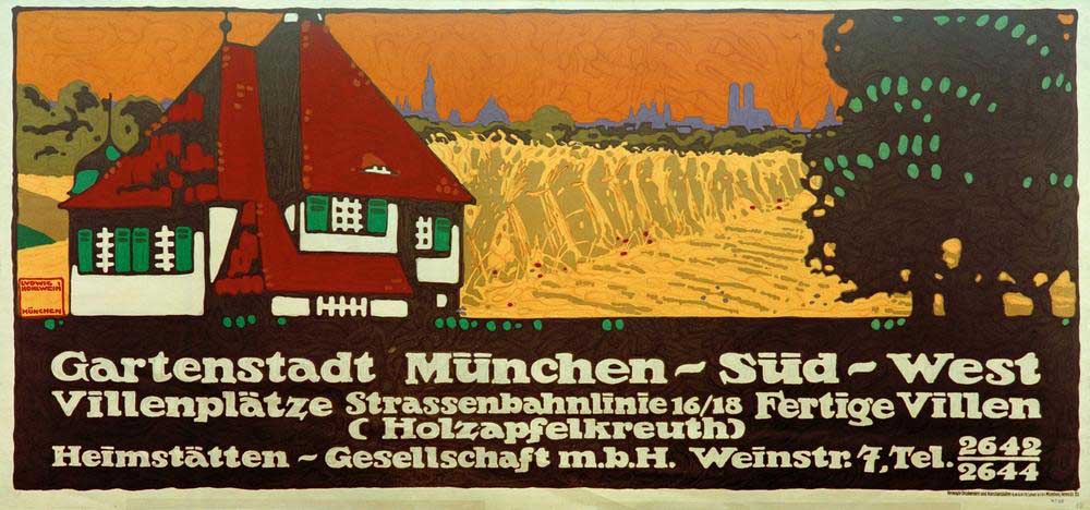 Garden City Munich-South-West / Villa Places / Tram Line 16/18 / Finished Villas (Holzapfelkreuth) / à Ludwig Hohlwein