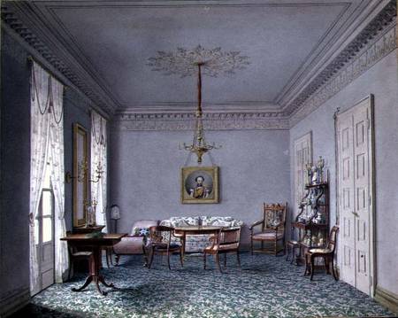Drawing room Interior in the Palace in Stuttgart, Wurttemburg  on à Ludwig Holthausen