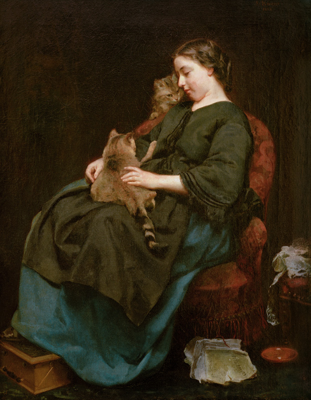 Die Katzenmutter à Ludwig Knaus