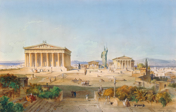 l'Acropolis d'Athènes à l'époque du Perikles 444 av. JC à Ludwig Lange