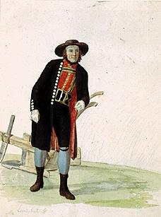 étude de costume : homme au chapeau national.