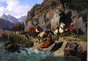 domestique avec les chevaux (Inn) à Ludwig von Hartmann