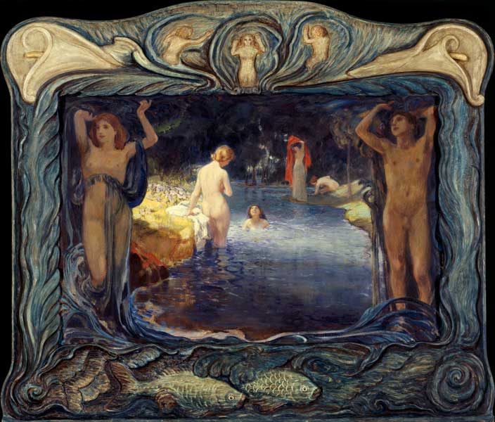 Paysage idyllique avec bains à Ludwig von Hofmann