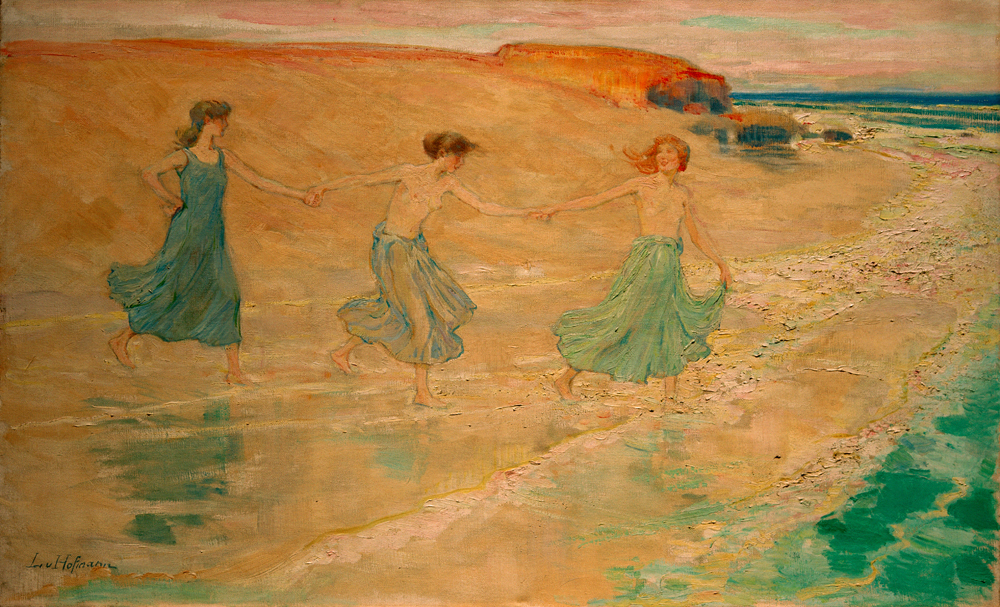 Drei Mädchen am Strand à Ludwig von Hofmann