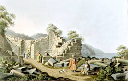 Ruins of an Ancient Temple in Samos, plate 58 from 'Views in the Ottoman Dominions', pub. by R. Bowy à Luigi Mayer