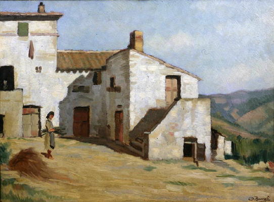 Peasant woman on the farm (oil on canvas) à Luigi Zuccoli