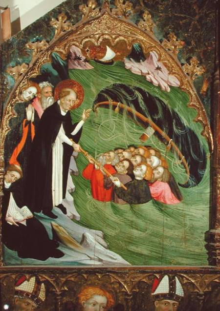 St. Dominic Rescuing Shipwrecked Fishermen from Drowning, detail from the Altarpiece of St. Dominic à Luis Borrassá