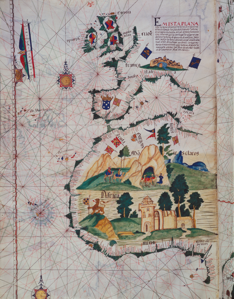 Fol.5v Map of Great Britain, Europe and North West Africa, from Portugaliae Monumenta  Cartographica à Luis Lazaro