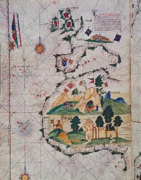 Fol.5v Map of Great Britain, Europe and North West Africa, from Portugaliae Monumenta  Cartographica