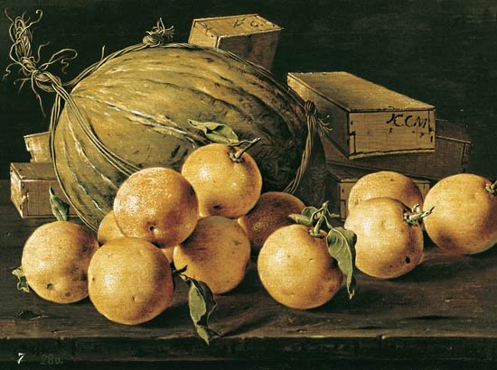 Still Life of Oranges, Melons and Boxes of Sweets à Luis Melendez