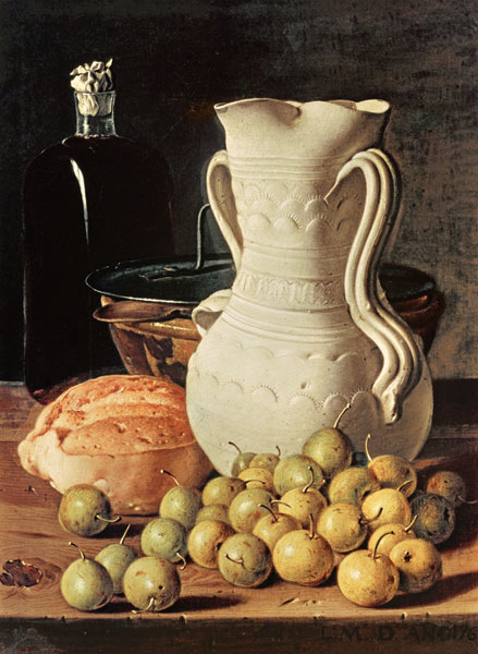 Still Life with bread, greengages and pitcher à Luis Egidio Melendez