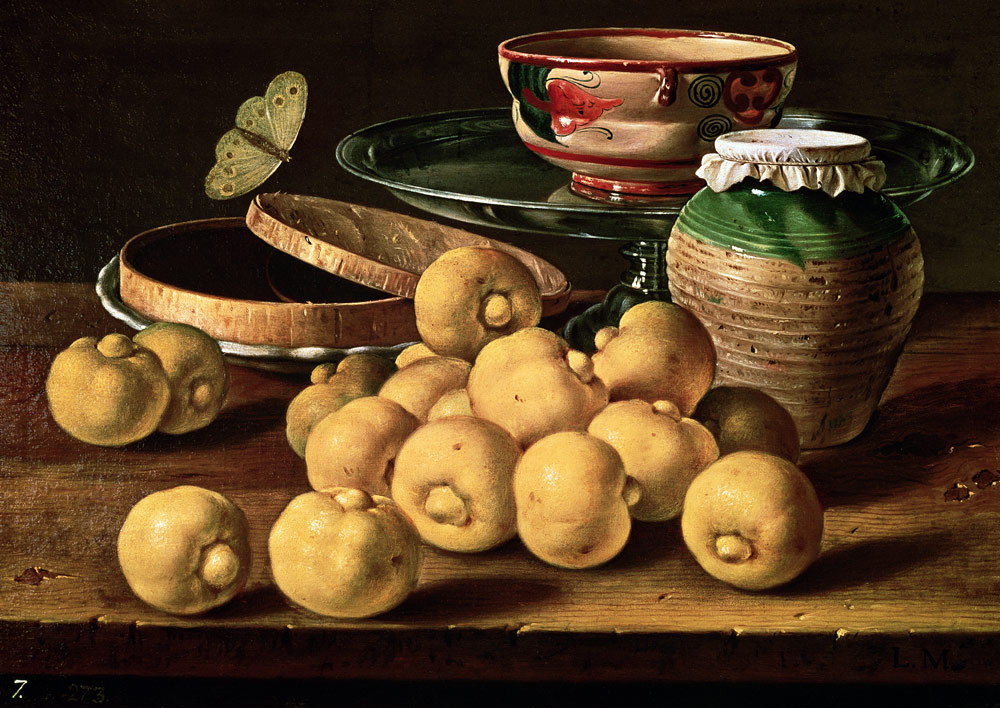 Still life with limes, jam pot and butterfly à Luis Egidio Melendez