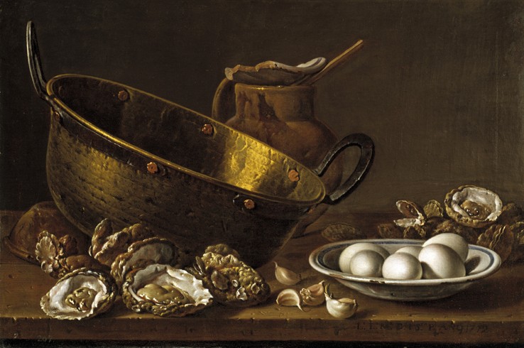 Still life with oysters, garlic and eggs à Luis Egidio Melendez