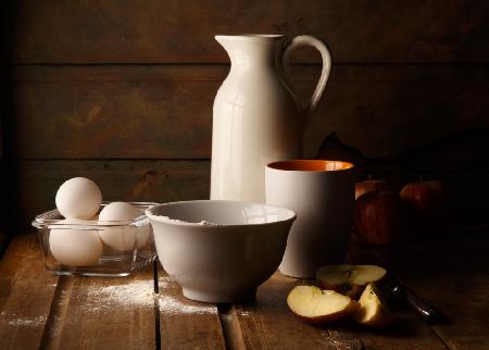 Still Life with eggs and apples