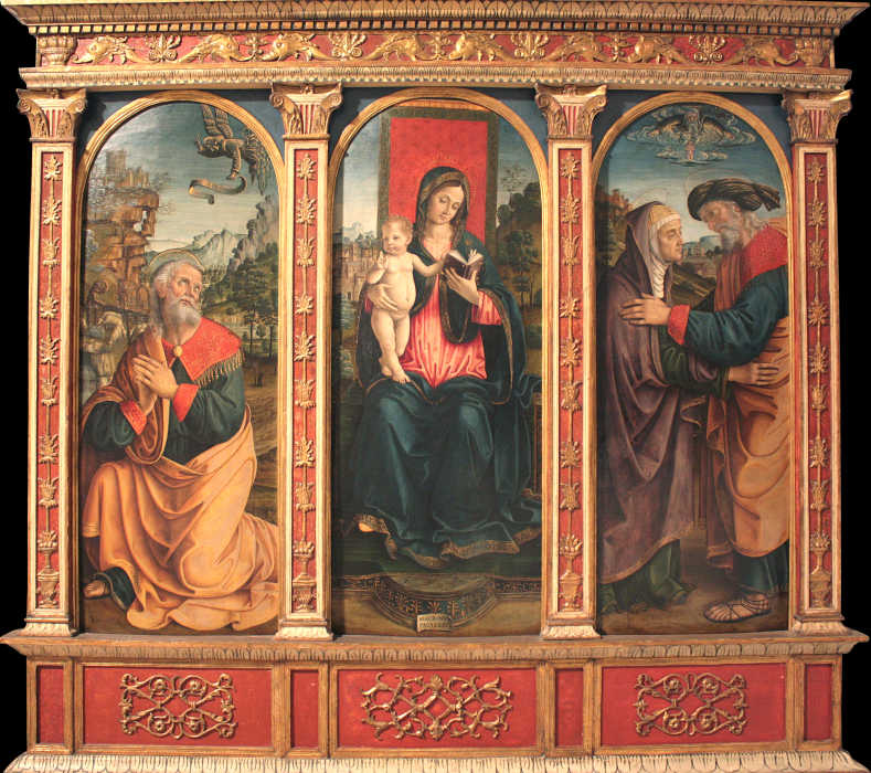 Virgin and Child, The Annunciation to Joachim, and The Meeting at the Golden Gate à Macrino d'Alba