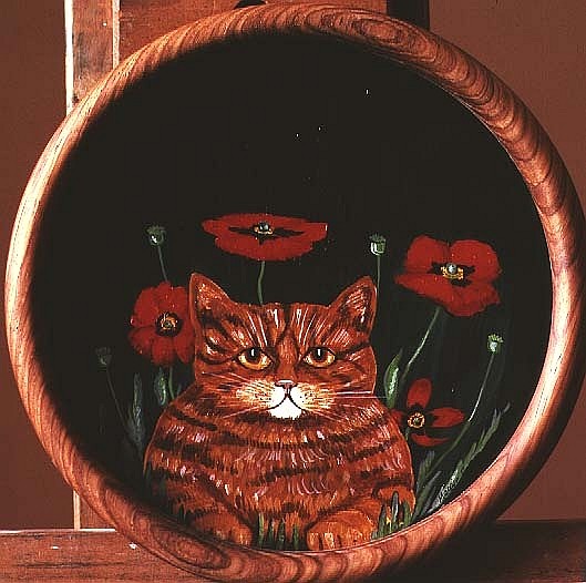 Cat and Poppies  à  Maggie  Rowe