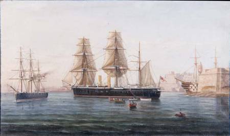 Sail and Steamships off Valletta à École maltaise