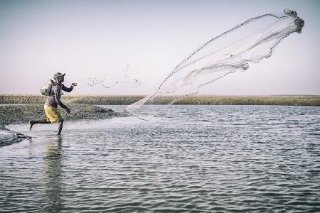 Fisherman with net