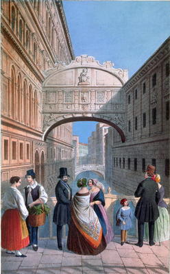 The Bridge of Sighs, Venice, engraved by Brizeghel (litho) à Marco Moro