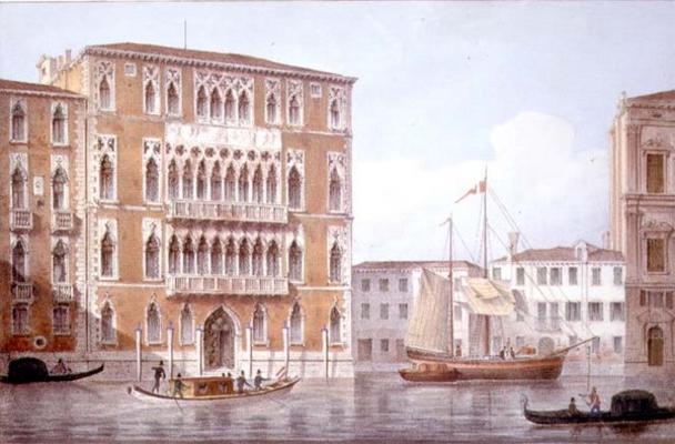 The Ca' Foscari, Venice, engraved by Brizeghel (litho) à Marco Moro