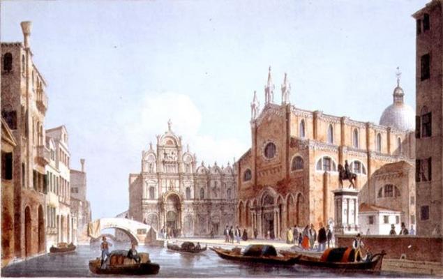The Church of SS. Giovanni and Paolo and S. Marco, Venice, engraved by Brizeghel (litho) à Marco Moro