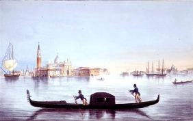 Venetian Gondola, engraved by Brizeghel (litho)