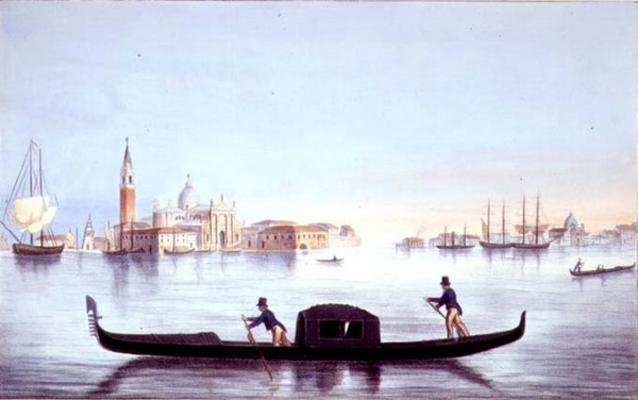 Venetian Gondola, engraved by Brizeghel (litho) à Marco Moro