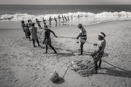 Fishermen in line